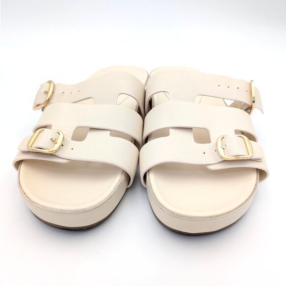 Vince Camuto Freoda Double Buckle Platform Slide Sandals Cream Size US9M EU40 - Picture 2 of 10